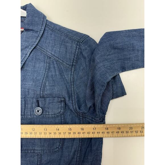Tommy Hilfiger Womens Jacket Size Medium Blue Chambray Double Closure Lightweigh - Picture 8 of 11
